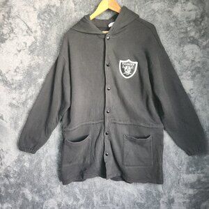 VTG Oakland Raiders NFL Long Sleeve Hoodie Sweatshirt XL Black Snap East Point